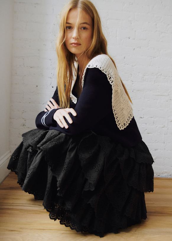 Bakta Skirt - Sézane x SEA NY - Black Embroidery - Organic Cotton