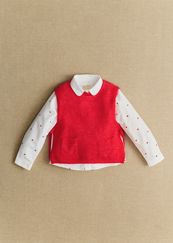 Chemise Pierro - Oxford Blanc / Coeurs Rouge - Coton biologique ...