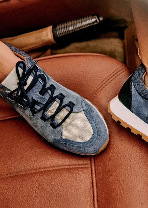 Alex Sneakers - Blue Multicoloured - Split cowhide leather - Sézane