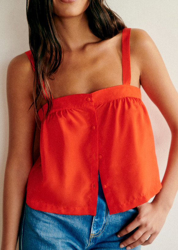Kellina Blouse - Passion Red - Silk - Sézane
