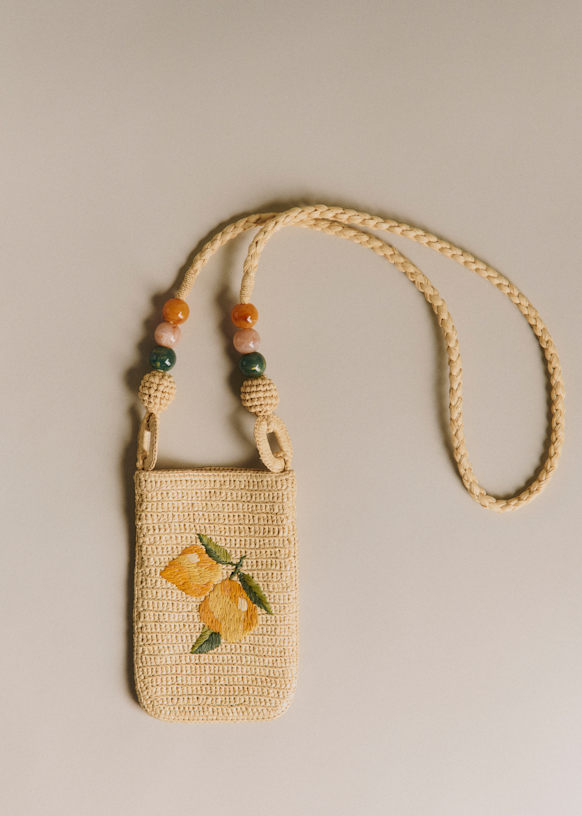 Tasha Crossbody Pouch - Natural Perforated Raffia - Raffia - Sézane