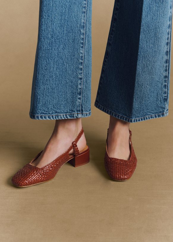 Noemie ヒールパンプス - マホガニー スムース ブレイデッド - 牛革