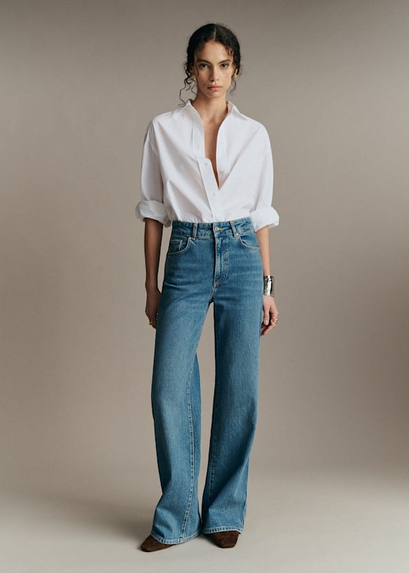 New 70's Trousers - Denim Blue - Cotton - Sézane
