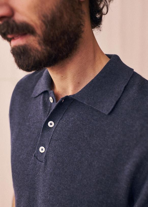 Carlo Knit Polo - Mottled Blue - Organic Cotton - Sézane