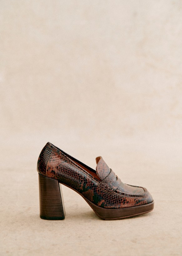 Jessie Loafers - Brown Python Print - Sézane