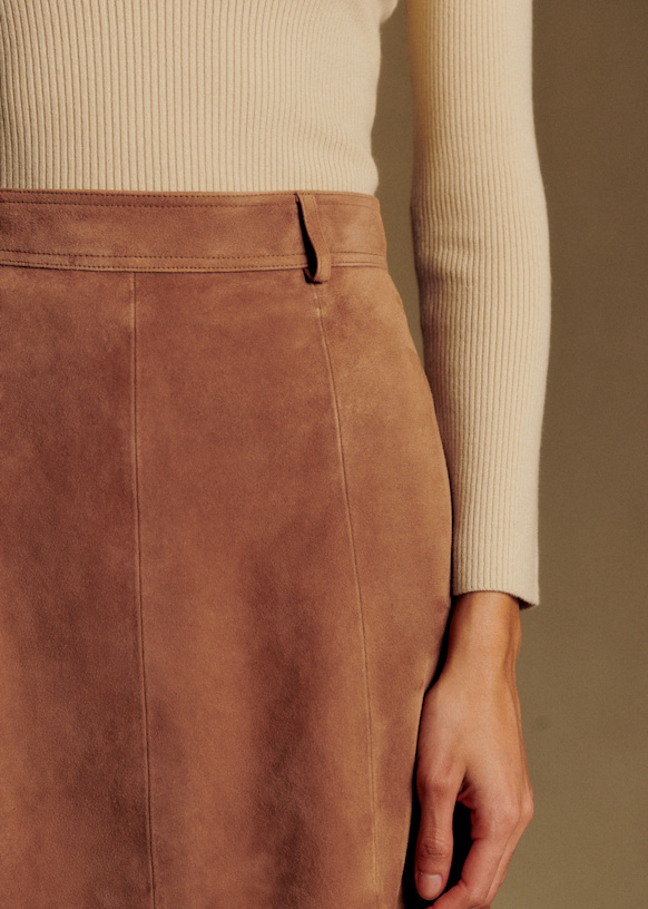 Meliora ミディ丈スカート - キャメル - ゴートレザー - Sézane