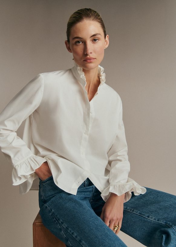 大人可愛い❤︎SEZANE❤︎フリル デニム ギャザー シャツ 羽織 