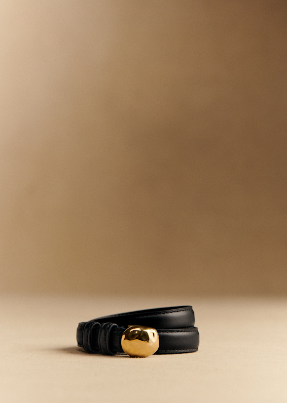 極美品　Sezane 革ベルト Taylor Belt - Smooth Black Heritage - Vegetable-tanned