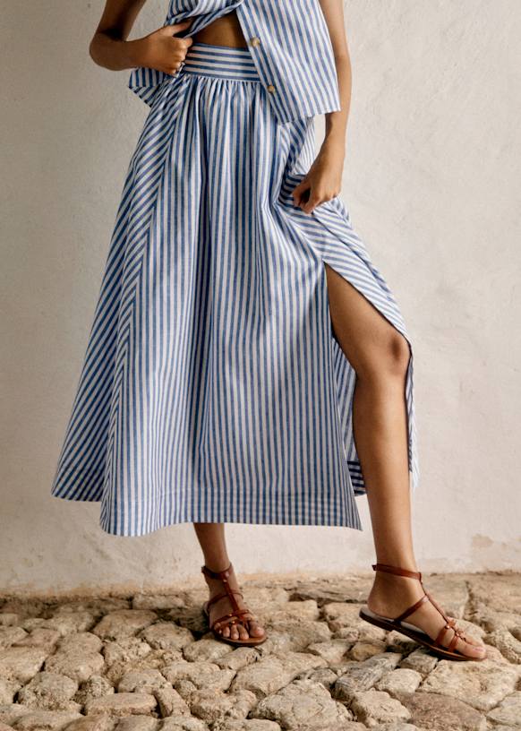 【BAON】Ennaco Check Layered Slit Long Skirt Baoba Side Slit Long Skirt E5538A2258 – Agua de Coco
