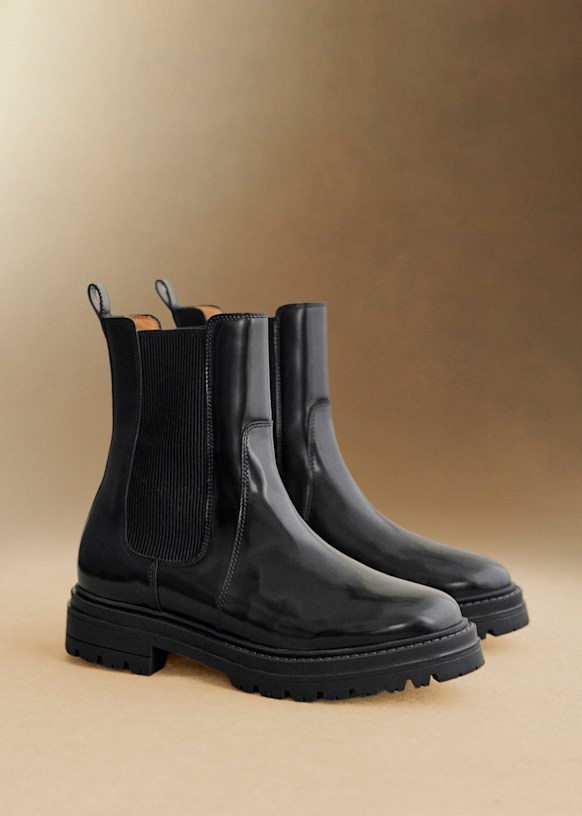 Lena ローブーツ - アイスブラック - スムースカウハイドレザー - Sézane