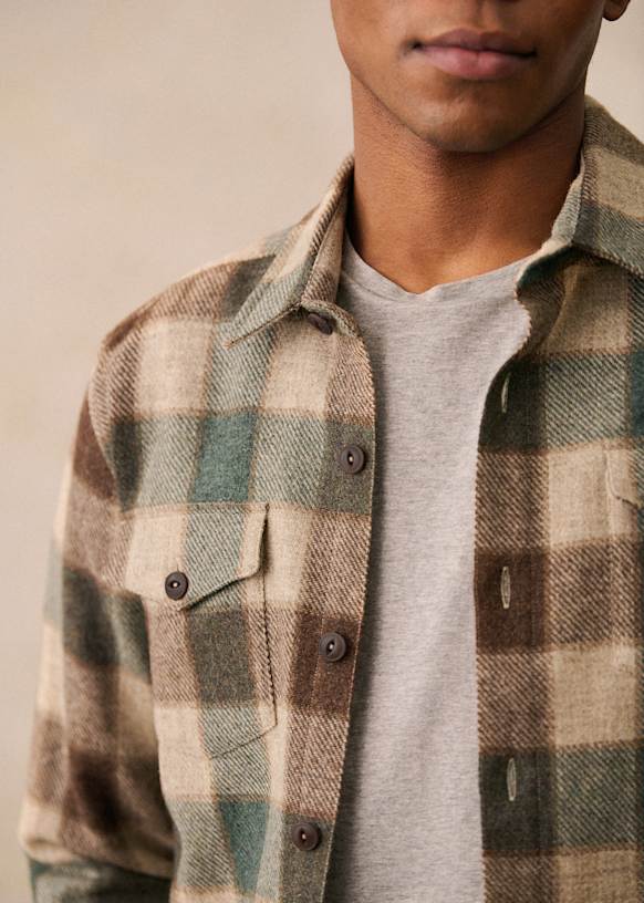 Ethan Checkered Shirt - Camel / Beige - Wool - Octobre Éditions