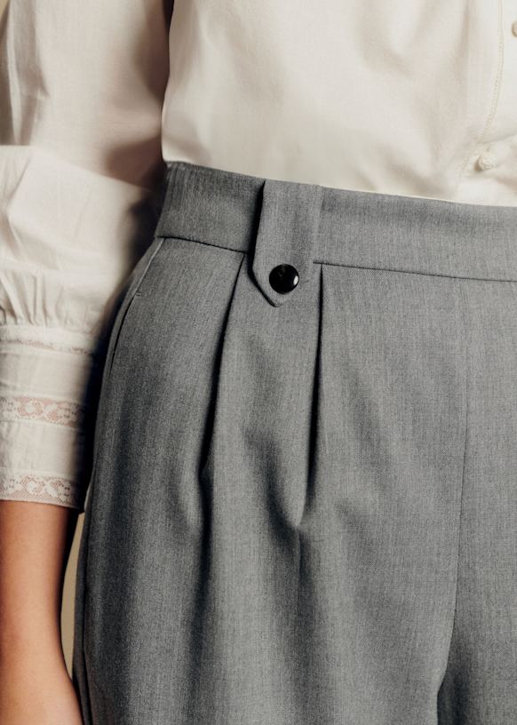 Loulou Trousers - Light Grey - Recycled polyester - Sézane