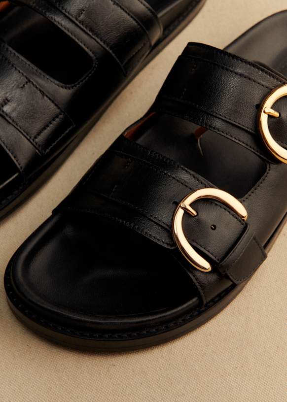 Lenny low mules - Smooth Black - Bovine leather - Sézane Lenny low mules - Smooth Black - Bovine leather - Sézane