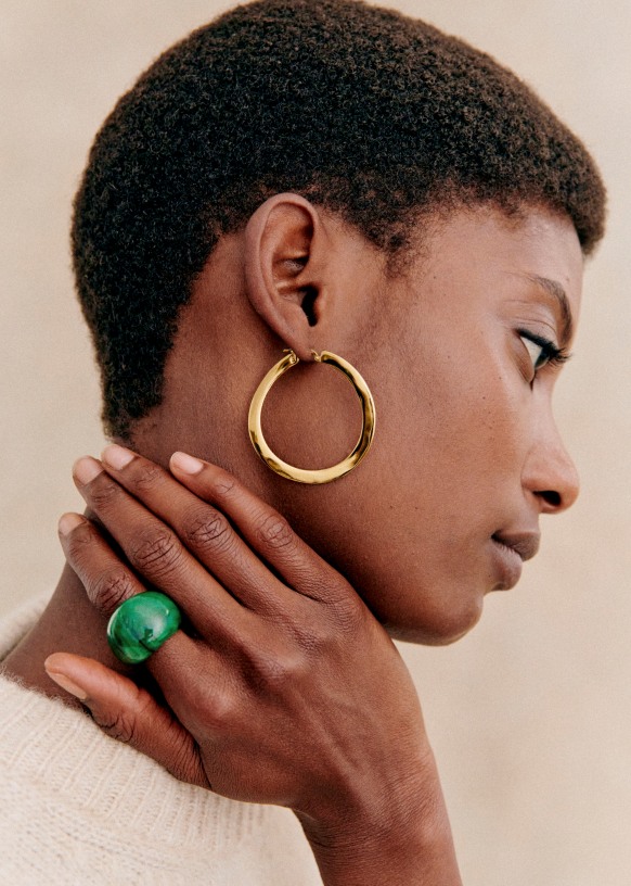 Large Sade Hoop Earrings | 18k Gold Plated – AUMIA