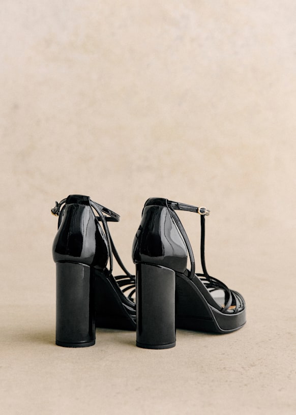 Daria High sandals - Patent Black - Sheep leather - Sézane