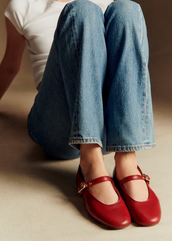 あ*こ様 SÉZANE セザンヌ VALENTIN バレリーナ スムースレッド2 Valentin Low Ballerinas - Smooth Red - Sheep leather - Sézane