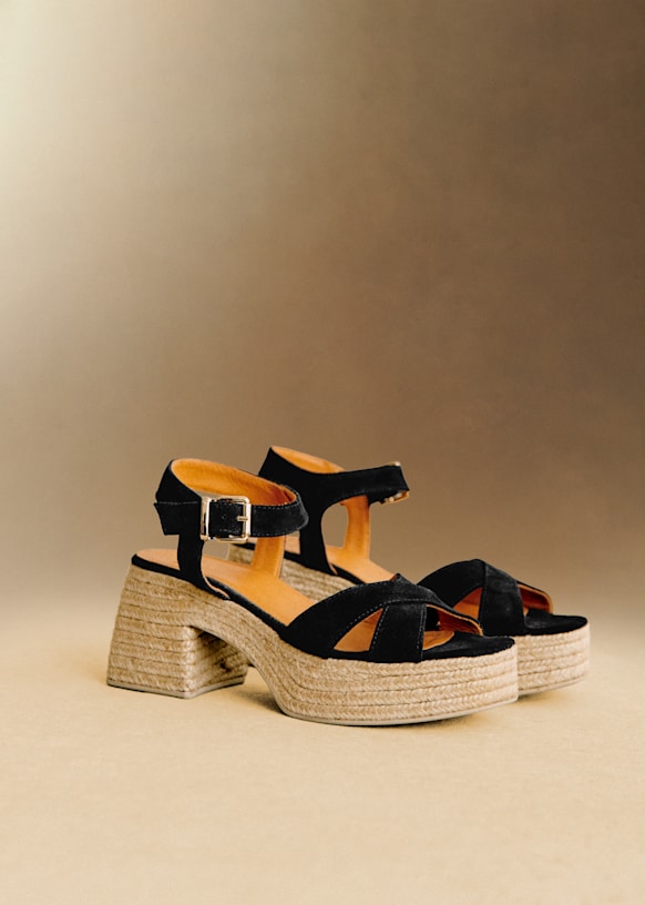 Manon エスパドリーユ - ブラック - スプリットカウハイドレザー - Sézane