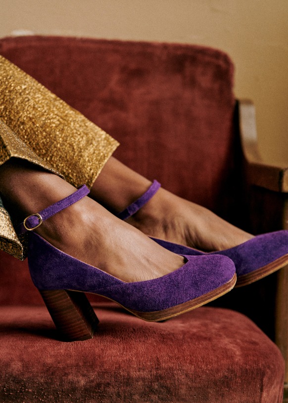 Lizzie Babies - Purple - Split cowhide leather - Sézane