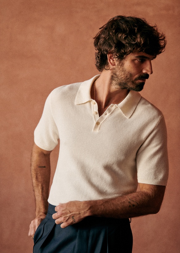 Polo Maille Simeone Blanc Coton Biologique Octobre Editions