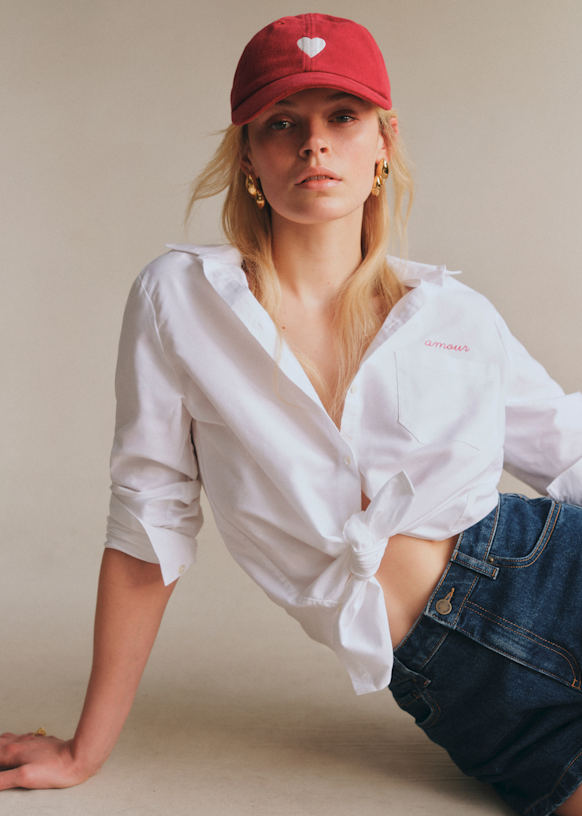 ハート キャップ - レッド - オーガニックコットン - Sézane