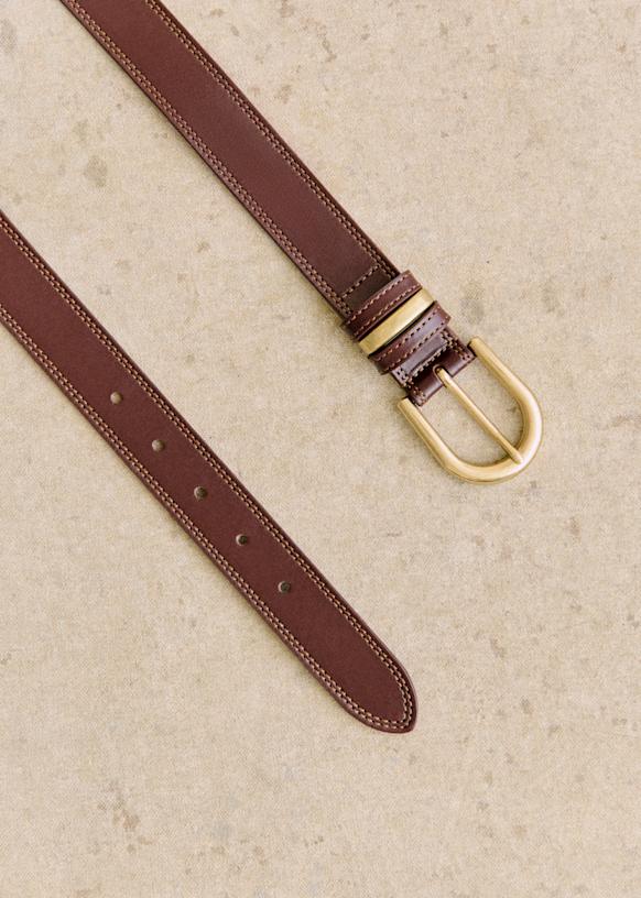 SEZANE レザー ベルト 黒 調整可能 Taylor Belt - Smooth Black Heritage - Vegetable-tanned