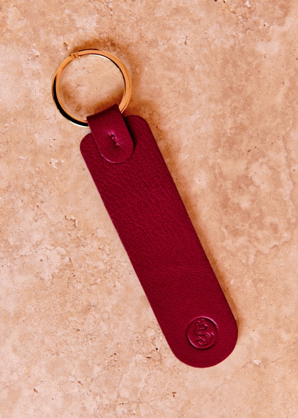 Porte clé en cuir rouge