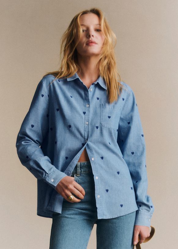 Tomboy Shirt - Embroidered Denim - Organic cotton - organic