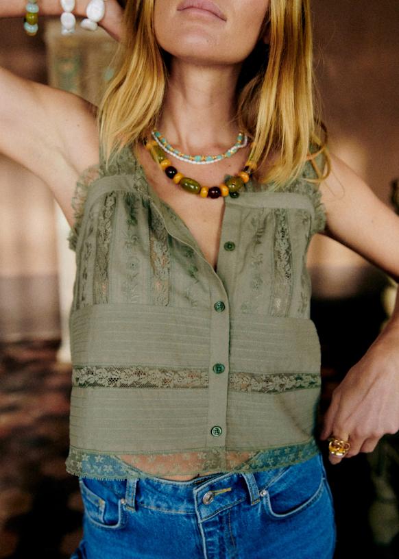 Shena Top - Sage - Organic Cotton - Sézane