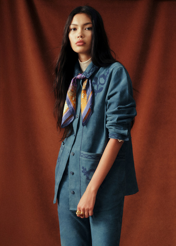 Will Jacket - Sézane x Baziszt - Vintage Blue - Goat leather - Sézane