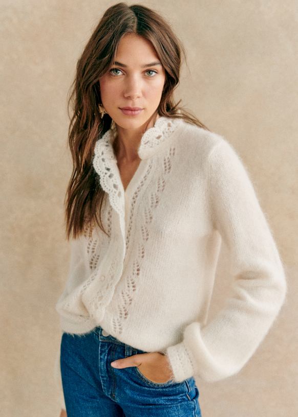Angie Cardigan Ecru Kid mohair Sezane