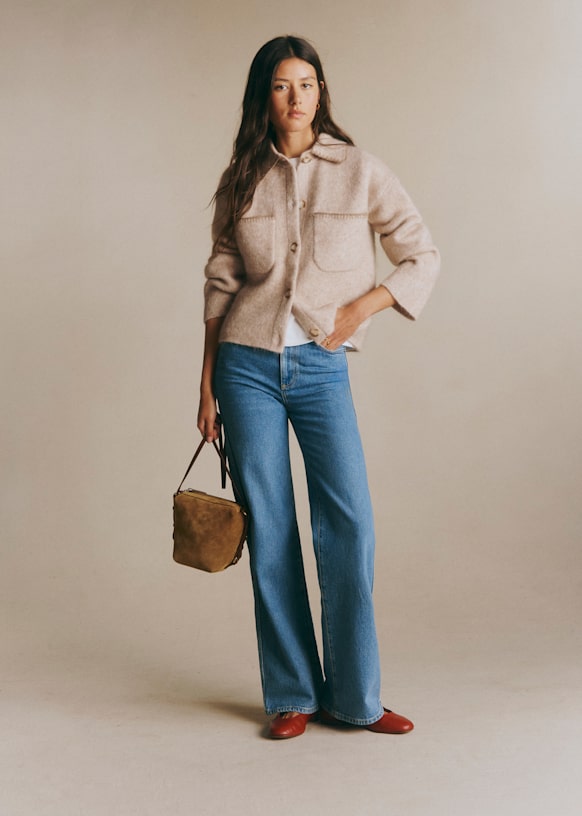 Lucien Jacket - Heathered Beige Taupe Details - Kid mohair - Sézane
