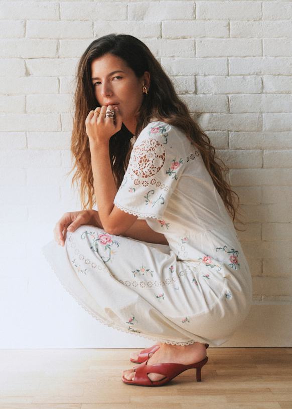 Olivia ドレス - Sézane x SEA NY - エクリュ地にミニマルチカラーの