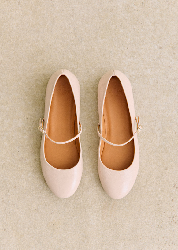 Méline Low Ballet Flats - Patent Light Pink - Bovine leather - Sézane
