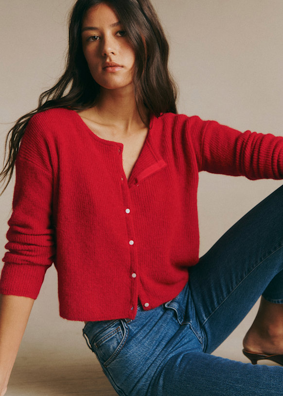 Gaspard Crop Cardigan - Carmine Red - Super kid mohair - Sézane