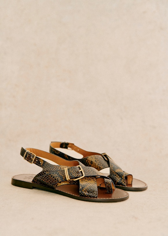 Judith Low Sandals - Leopard - Pony effect cowhide leather
