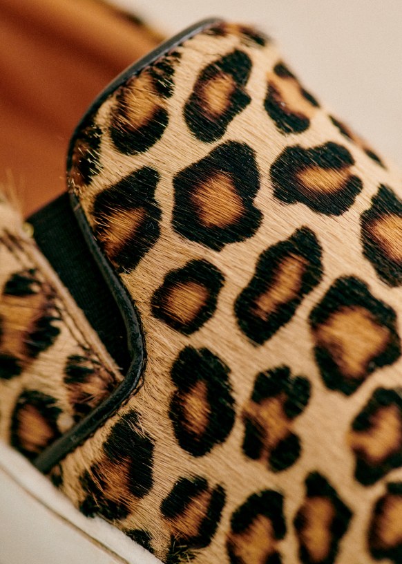 Theo Sneakers Leopard Pony effect cowhide leather Sezane