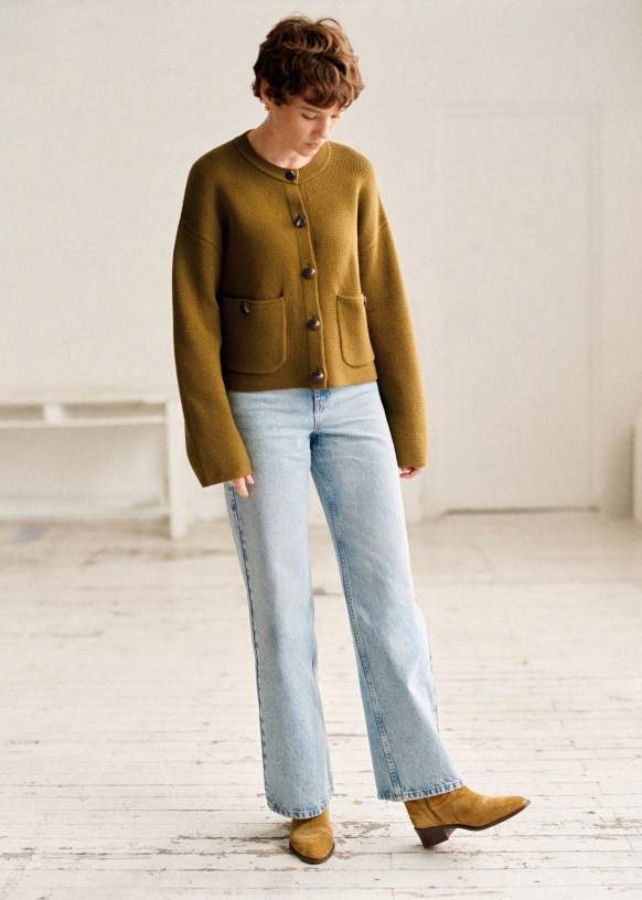 Veste Valerio Vert Olive Laine Mérinos Sézane