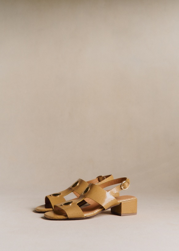 LYANA Sandals - Honey Snake - Goat Leather - Sézane