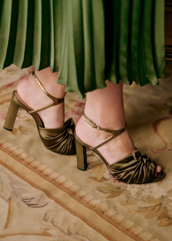 Marlene Sandals - CFM Souliers x Editions Sézane - Embossed/ Satin