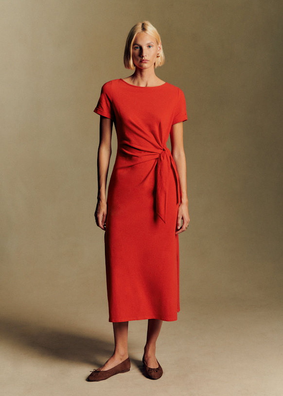 Robe Pippa - Corail - Coton biologique - textile à base de fibres biologiques - Sézane