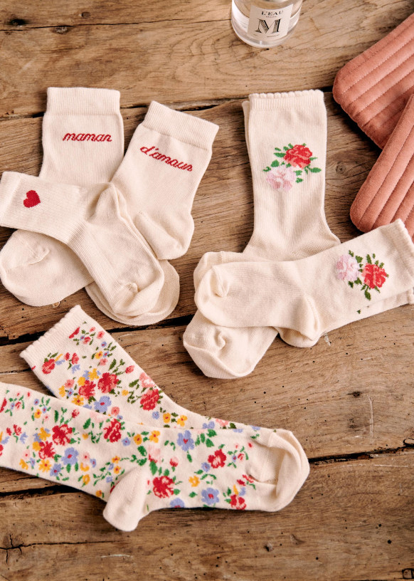 Children's Printed Socks - Single floral print - Organic Cotton