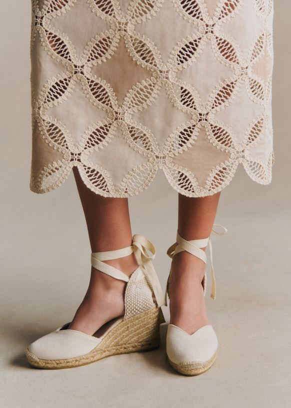 Cherina Dress - Cream with Crochet Detailing - Organic cotton