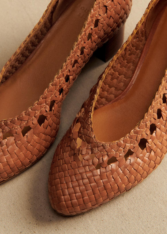 Anya High Heels - Ecru/ Snake Braided - Python-embossed