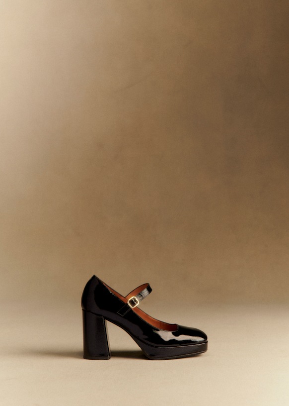 Georgia High Mary Janes - Patent Black - Bovine leather - Sézane
