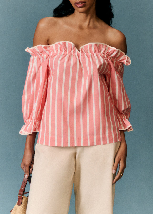 Mustina Blouse - Sézane x Andion - Pink Stripes - Organic cotton