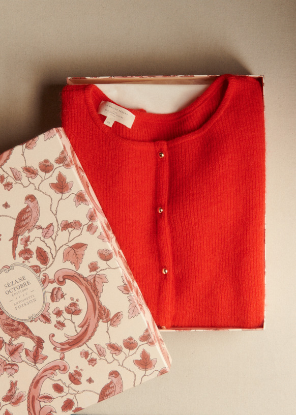 Gift Set Gaspard Cardigan - Red / Gold - Super kid mohair - Sézane