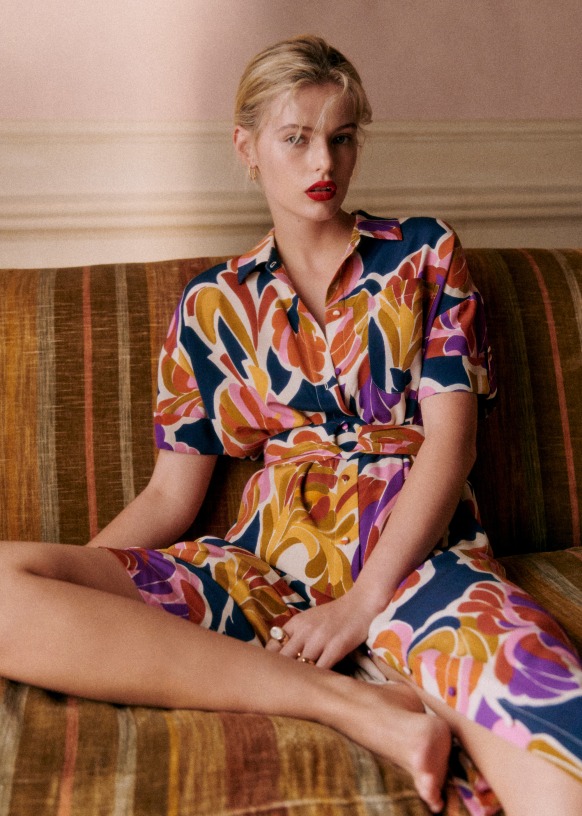 Alda Dress Paradise Print Silk Sezane