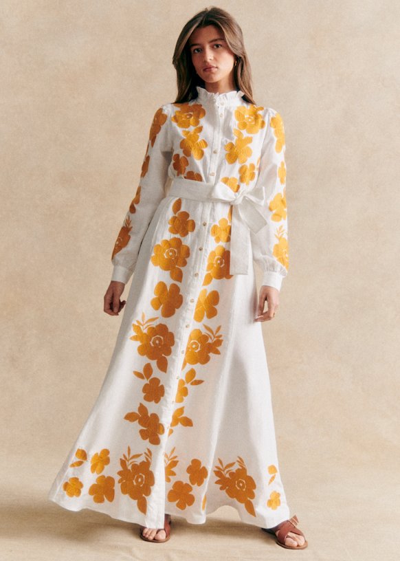Georgia Dress - Ghalia ecru print - Sézane