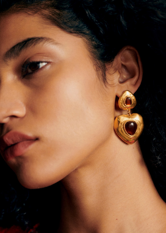 Boucles d'oreilles Aimée - Brun doré - Laiton majoritairement recyclé - Sézane