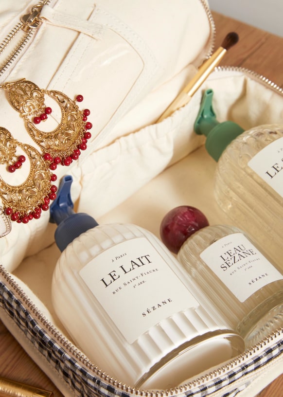 Mini Travel bag Black and white gingham Sézane